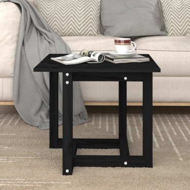 vidaXL Τραπεζάκι Σαλονιού Μαύρο 50x50x45cm από Μασίφ Ξύλο Πεύκου 1 τεμ.
