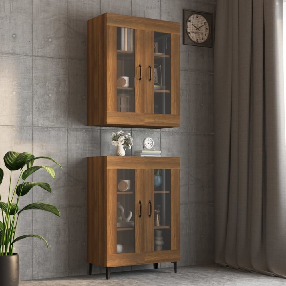 vidaXL Κρεμαστό Ντουλάπι Τοίχου Καφέ Δρυς 69,5x34x90cm Επεξ. Ξύλο 1 τεμ.