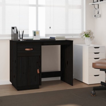 vidaXL Γραφείο Μαύρο 95x50x75cm από Μασίφ Ξύλο Πεύκου 1 τεμ.
