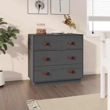vidaXL Ντουλάπι Γκρι 80x40x75cm από Μασίφ Ξύλο Πεύκου 1 τεμ.
