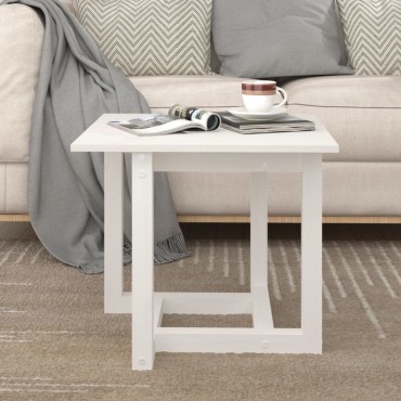 vidaXL Τραπεζάκι Σαλονιού Λευκό 50x50x45cm από Μασίφ Ξύλο Πεύκου 1 τεμ.