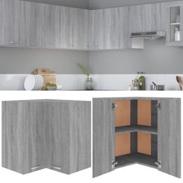 vidaXL Ντουλάπι Κρεμαστό Γωνιακό Lyon Γκρι Sonoma 57x57x60cm 1 τεμ.