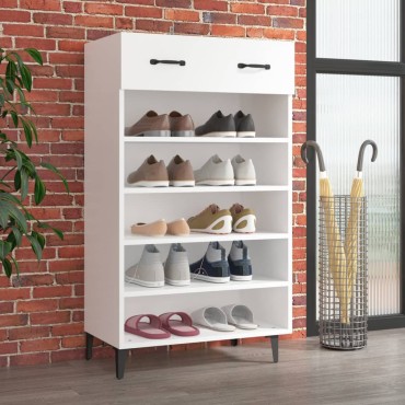 vidaXL Παπουτσοθήκη Λευκή 60x35x105cm από Επεξεργασμένο Ξύλο