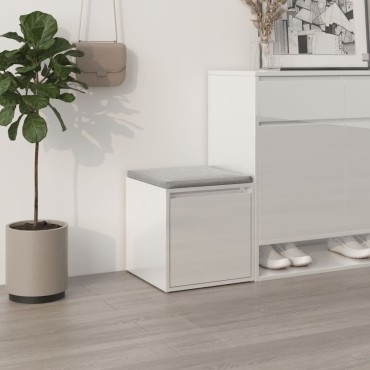 vidaXL Κουτί με Συρτάρι Γυαλ. Λευκό 40,5x40x40cm Επεξεργασμένο Ξύλο