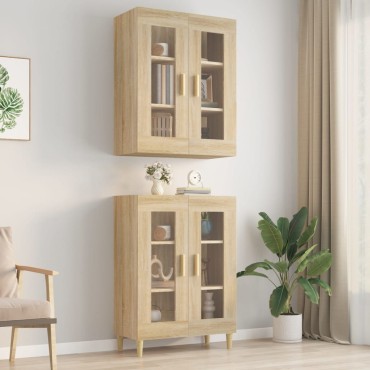vidaXL Κρεμαστό Ντουλάπι Τοίχου Sonoma Δρυς 69,5x34x90cm Επεξ. Ξύλο 1 τεμ.
