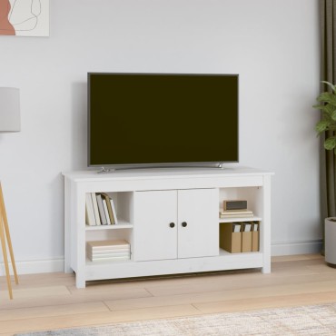 vidaXL Έπιπλο Τηλεόρασης Λευκό 103x36,5x52cm από Μασίφ Ξύλο Πεύκου