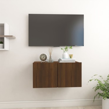 vidaXL Έπιπλα Τηλεόρασης Κρεμαστά Καφέ 60x30x30cm Επεξ. Ξύλο
