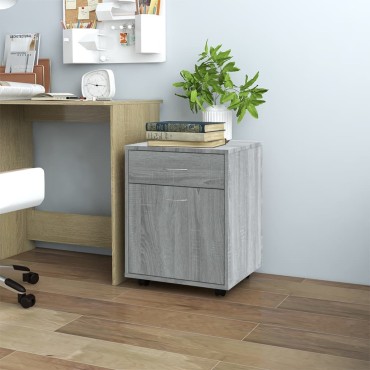 vidaXL Ντουλάπι Με Ροδάκια Γκρι Sonoma 45x38x54cm Επεξεργ. Ξύλο 1 τεμ.