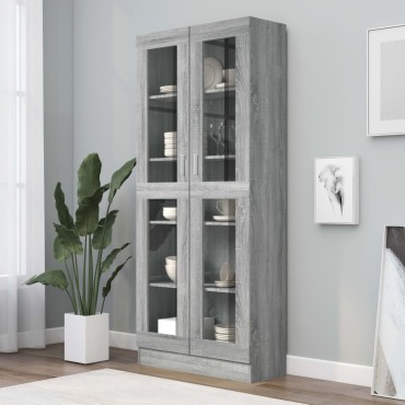 vidaXL Βιτρίνα Γκρι Sonoma 82,5x30,5x185,5cm από Επεξεργασμένο Ξύλο 1 τεμ.