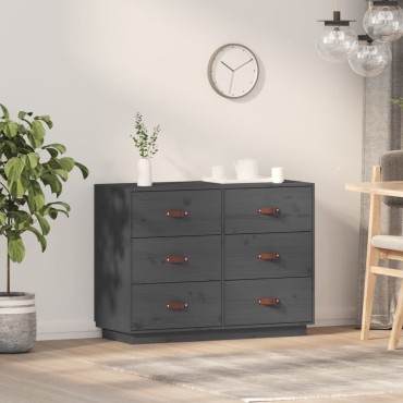 vidaXL Συρταριέρα Γκρι 100x40x75cm από Μασίφ Ξύλο Πεύκου 1 τεμ.