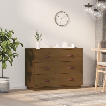 vidaXL Ντουλάπι Καφέ Μελί 100x4x75cm από Μασίφ Ξύλο Πεύκου 1 τεμ.