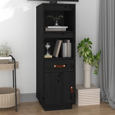 vidaXL Ντουλάπι Ψηλό Μαύρο 34x40x108,5cm από Μασίφ Ξύλο Πεύκου 1 τεμ.