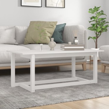 vidaXL Τραπεζάκι Σαλονιού Λευκό 110x55x45cm από Μασίφ Ξύλο Πεύκου 1 τεμ.