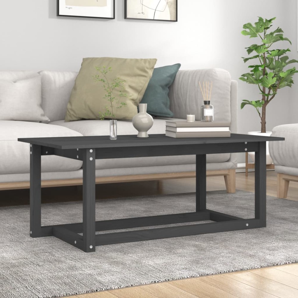 vidaXL Τραπεζάκι Σαλονιού Γκρι 110x55x45cm από Μασίφ Ξύλο Πεύκου 1 τεμ.