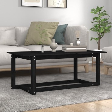 vidaXL Τραπεζάκι Σαλονιού Μαύρο 110x55x45cm από Μασίφ Ξύλο Πεύκου 1 τεμ.