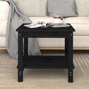 vidaXL Τραπεζάκι Σαλονιού Μαύρο 50x50x45cm από Μασίφ Ξύλο Πεύκου 1 τεμ.