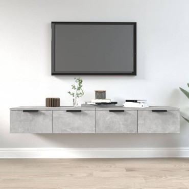 vidaXL Ντουλάπια Τοίχου 2 τεμ. Γκρι Σκυρ. 68x30x20cm Επεξ. Ξύλο