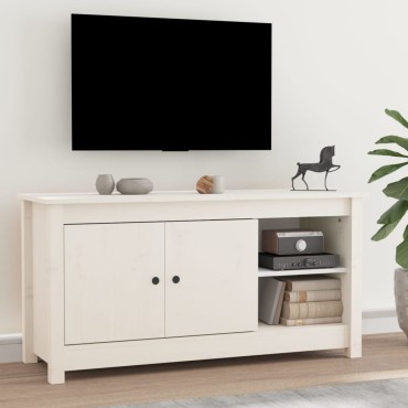 vidaXL Έπιπλο Τηλεόρασης Λευκό 103x36,5x52cm από Μασίφ Ξύλο Πεύκου