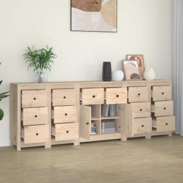 vidaXL Συρταριέρα 230x35x80cm από Μασίφ Ξύλο Πεύκου 1 τεμ.