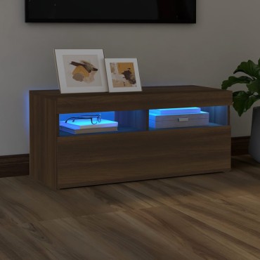 vidaXL Έπιπλο Τηλεόρασης με LED Καφέ Δρυς 90x35x40cm