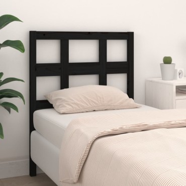 vidaXL Κεφαλάρι Κρεβατιού Μαύρο 80,5x4x100cm από Μασίφ Ξύλο Πεύκου 1 τεμ.