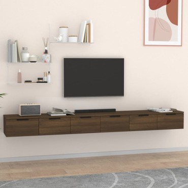 vidaXL Ντουλάπια Τοίχου 2 τεμ. Καφέ Δρυς 102x30x32cm Επεξ. Ξύλο