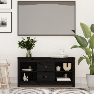 vidaXL Έπιπλο Τηλεόρασης Μαύρο 103x36,5x52cm από Μασίφ Ξύλο Πεύκου