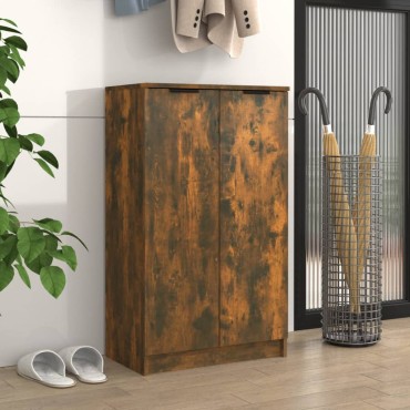vidaXL Παπουτσοθήκη Καπνιστή Δρυς 59x35x100cm από Επεξεργασμένο Ξύλο 1 τεμ.