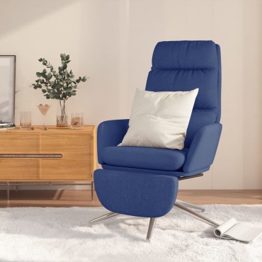 vidaXL Πολυθρόνα Relax με Υποπόδιο Μπλε Υφασμάτινη 70x77x98cm 1 τεμ.