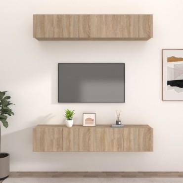 vidaXL Έπιπλα Τηλεόρασης 4 τεμ. Sonoma Δρυς 80x30x30cm Επεξ. Ξύλο