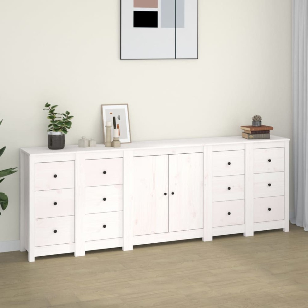 vidaXL Ντουλάπι Λευκό 230x35x80cm από Μασίφ Ξύλο Πεύκου 1 τεμ.