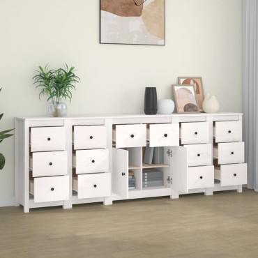 vidaXL Ντουλάπι Λευκό 230x35x80cm από Μασίφ Ξύλο Πεύκου 1 τεμ.