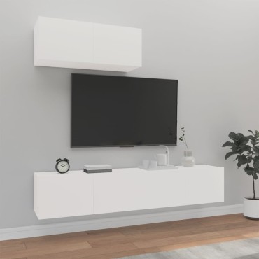 vidaXL Σετ Επίπλου Τηλεόρασης 3 Τεμαχίων Λευκό από Επεξεργασμένο Ξύλο