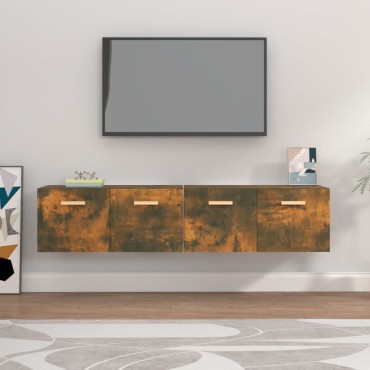 vidaXL Ντουλάπια Τοίχου 2 τεμ. Καπνιστή δρυς 80x35x36,5cm Επεξ. Ξύλο
