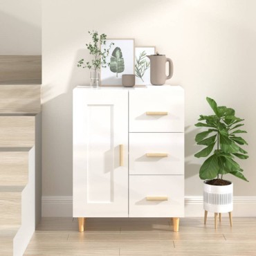 vidaXL Ντουλάπι Γυαλιστερό Λευκό 69,5x34x90cm Επεξεργασμένο Ξύλο 1 τεμ.