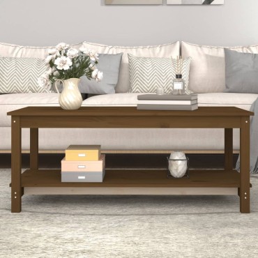 vidaXL Τραπεζάκι Σαλονιού Καφέ Μελί 110x55x45cm Μασίφ Ξύλο Πεύκου 1 τεμ.