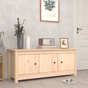 vidaXL Παπουτσοθήκη 110x38x45,5cm από Μασίφ Ξύλο Πεύκου