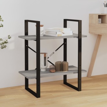 vidaXL Βιβλιοθήκη με 2 Ράφια Γκρι Sonoma 60x30x70cm Επεξεργ. Ξύλο 1 τεμ.