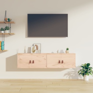 vidaXL Ντουλάπια Τοίχου 2 τεμ. 60x30x30cm από Μασίφ Ξύλο Πεύκου