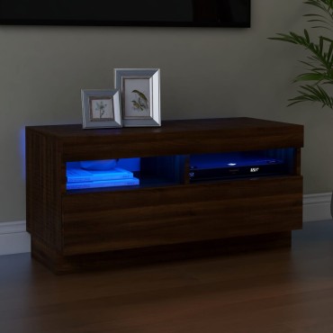 vidaXL Έπιπλο Τηλεόρασης με LED Καφέ Δρυς 80x35x40cm
