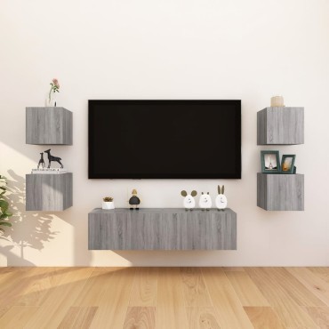 vidaXL Έπιπλα Τηλεόρασης Επιτοίχια 8 τεμ. Γκρι Sonoma 30,5x30x30cm