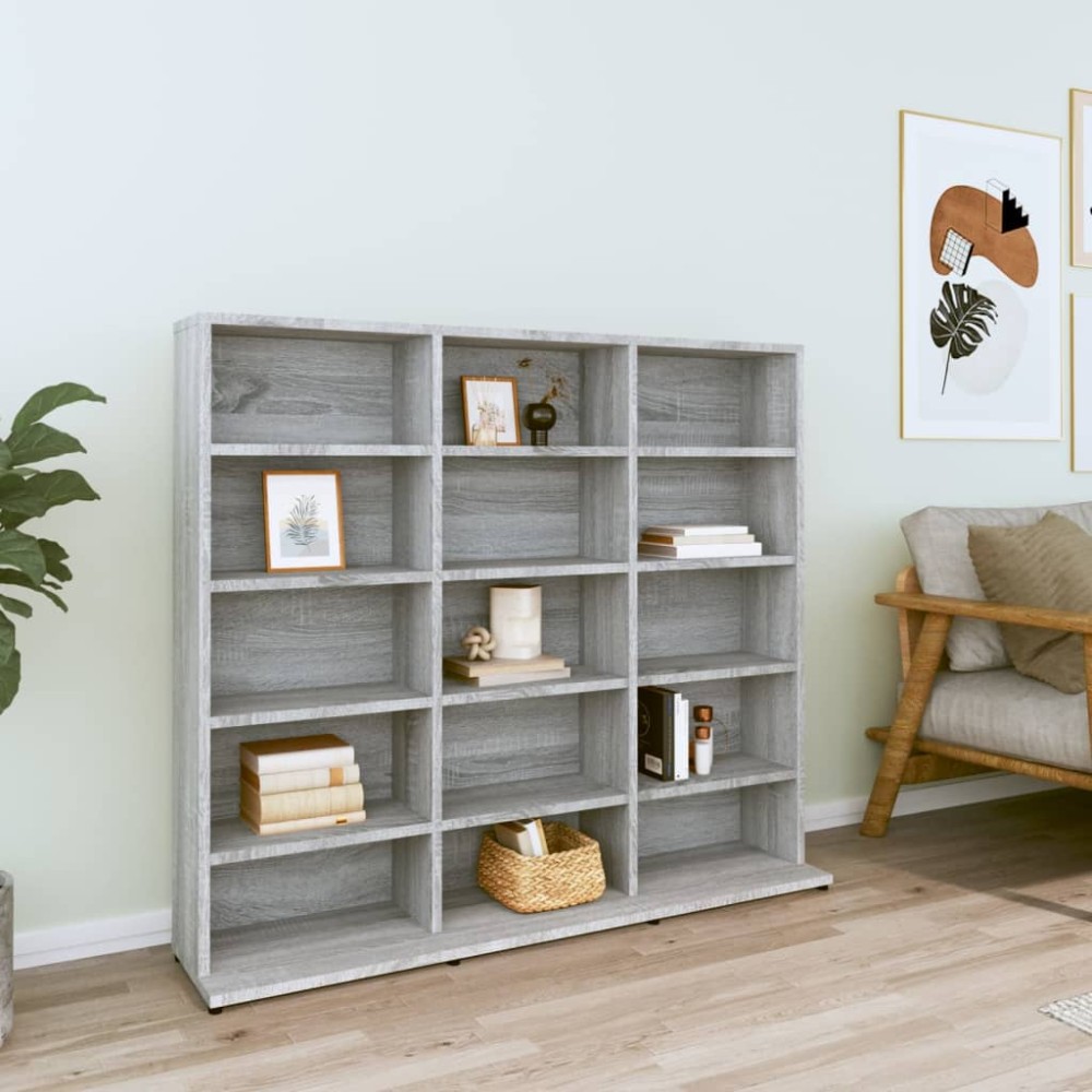 vidaXL Έπιπλο για CD Γκρι Sonoma 100x23x89,5cm Επεξεργασμένο Ξύλο 1 τεμ.