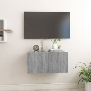 vidaXL Έπιπλα Τηλεόρασης Κρεμαστά Γκρι 60x30x30cm Επεξ. Ξύλο