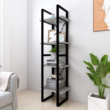 vidaXL Βιβλιοθήκη με 4 Ράφια Γκρι Sonoma 40x30x140cm Επεξεργ. Ξύλο 1 τεμ.