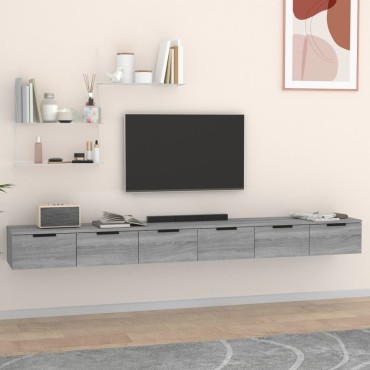 vidaXL Ντουλάπια Τοίχου 2 τεμ. Γκρι Sonoma 102x30x20cm Επ. Ξύλο