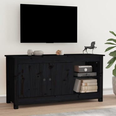 vidaXL Έπιπλο Τηλεόρασης Μαύρο 103x36,5x52cm από Μασίφ Ξύλο Πεύκου
