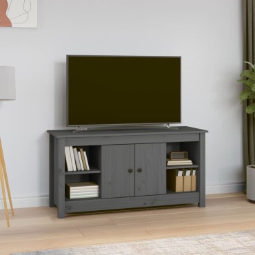 vidaXL Έπιπλο Τηλεόρασης Γκρι 103x36,5x52cm από Μασίφ Ξύλο Πεύκου