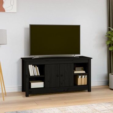 vidaXL Έπιπλο Τηλεόρασης Μαύρο 103x36,5x52cm από Μασίφ Ξύλο Πεύκου