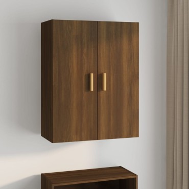 vidaXL Κρεμαστό Ντουλάπι Τοίχου Καφέ Δρυς 69,5x34x90cm Επεξ. Ξύλο 1 τεμ.