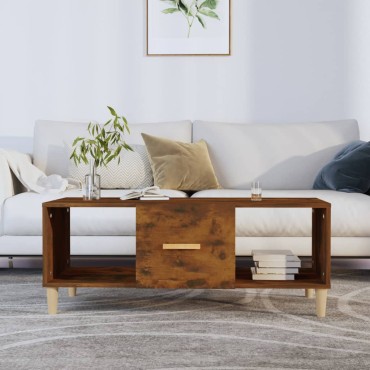 vidaXL Τραπεζάκι Σαλονιού Καπνιστή Δρυς102x50x40cm Επεξεργασμ.Ξύλο 1 τεμ.